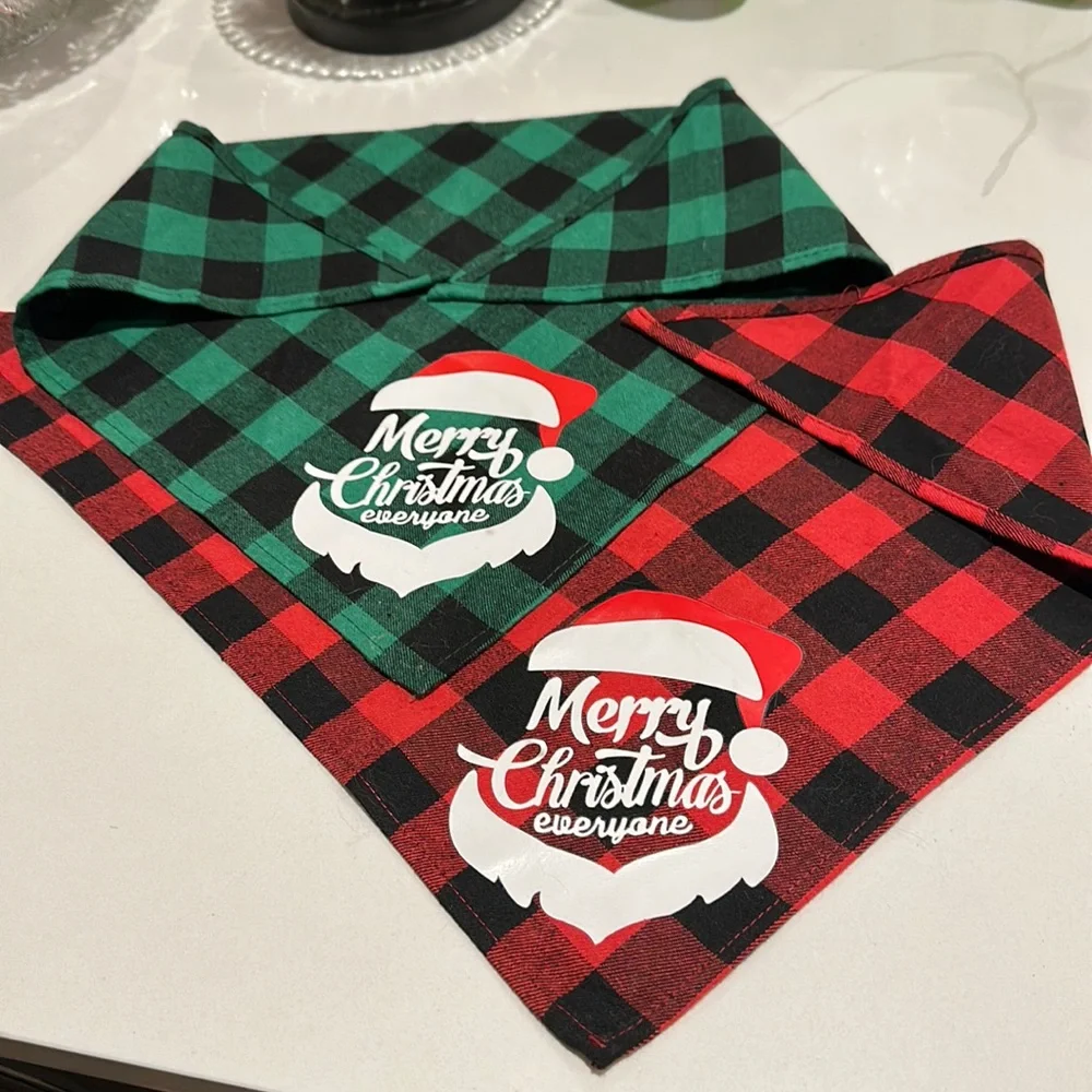 🐶 Dog Holiday Scarves 🐶 Set of 2 - Merry Christmas Everyone